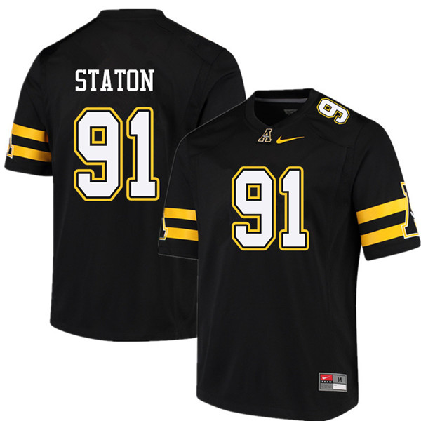 Men #91 Chandler Staton Appalachian State Mountaineers College Football Jerseys Sale-Black